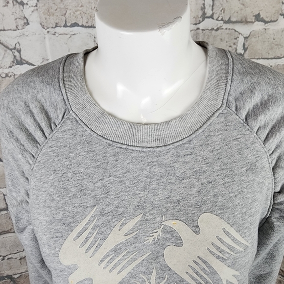 Anthropologie Jason  Yun Peace Dove Ruched Gray Pullover Sweatshirt Size Small - Picture 5 of 14